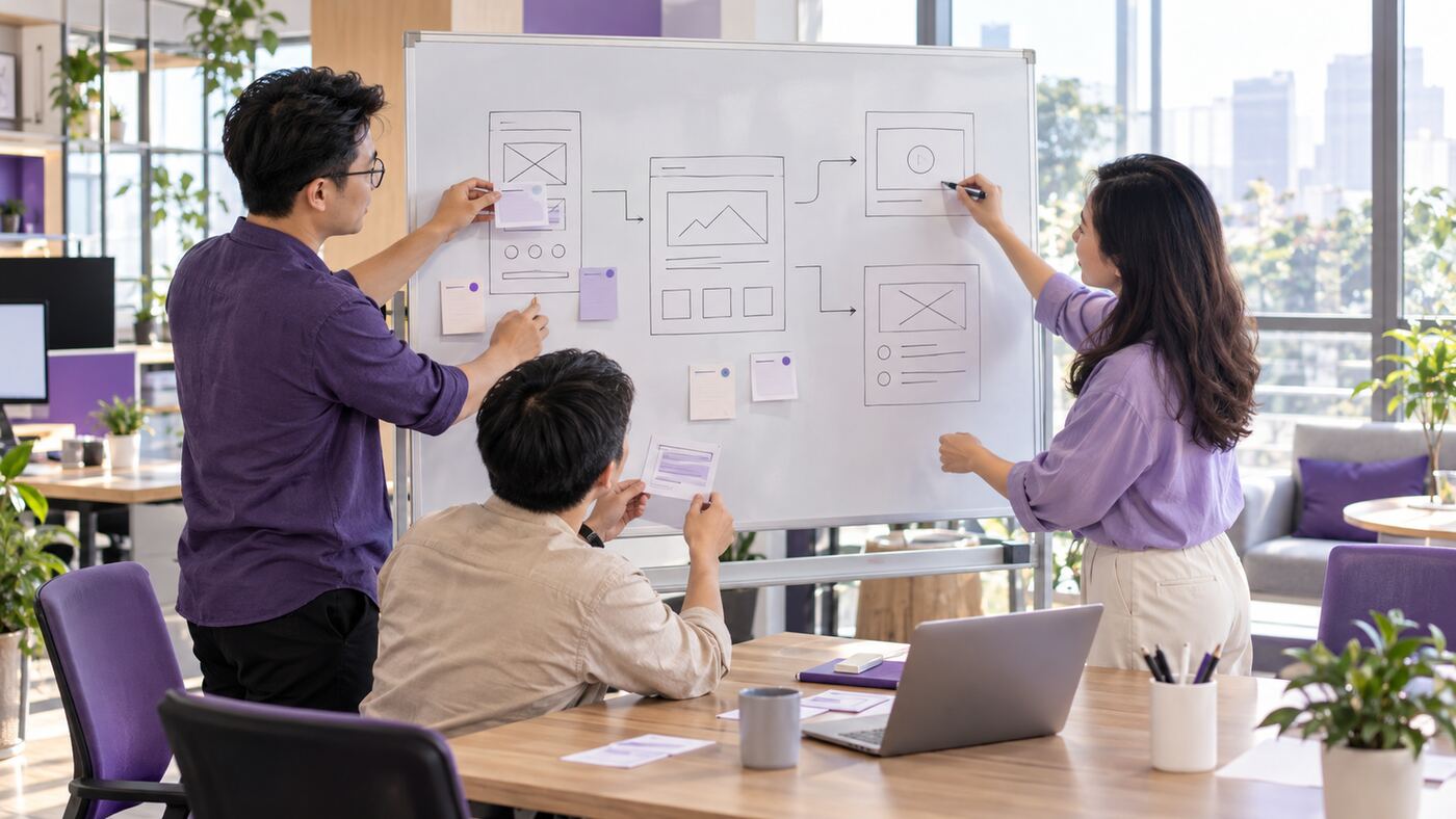 Góc làm việc minh họa chủ đề công ty thiết kế website theo yêu cầu